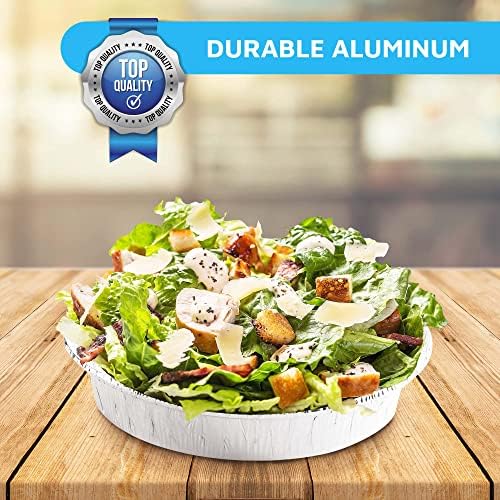 MontoPack 7” Round 100 Pack Aluminum Foil Pans with Clear Lids | Disposable Containers with Straight Walls for Storing, Baking, Meal Prep & Reheating | Freezer & Oven Safe, Recyclable