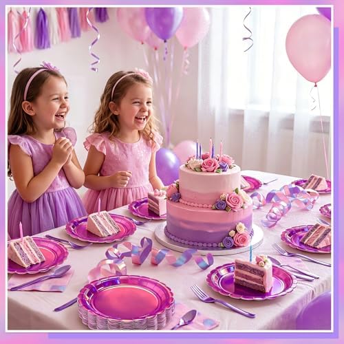 NatNarr 30 Pk Iridescent Pink Plates 7" Halloween Dessert Cake Plates