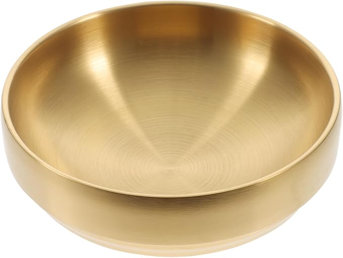 Stainless Steel Bowls 34oz - Large Gold Serving Bowl, Kitchen Decorative Golden Bowl for Salad, Mixing, Soup, Pasta, Fruit, Baking, Cereal, Desserts, Dishwasher Safe, 7.5 x 6.5 inch