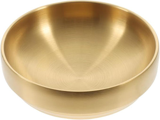 Stainless Steel Bowls 34oz - Large Gold Serving Bowl, Kitchen Decorative Golden Bowl for Salad, Mixing, Soup, Pasta, Fruit, Baking, Cereal, Desserts, Dishwasher Safe, 7.5 x 6.5 inch