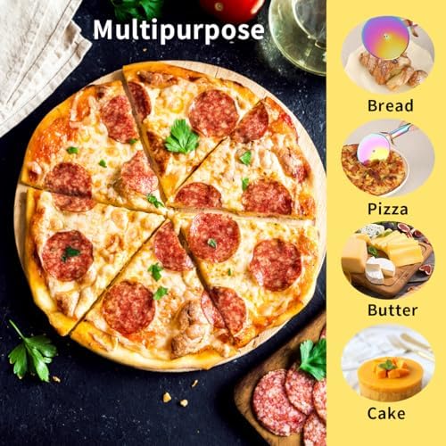 Berglander Pizza Wheel, Rainbow Titanium Plating Stainless Steel Pizza Cutter, Super Sharp Pizza Slicer With Titanium Colorful Plating, Pastry Cutter, Easy to Clean And Stored