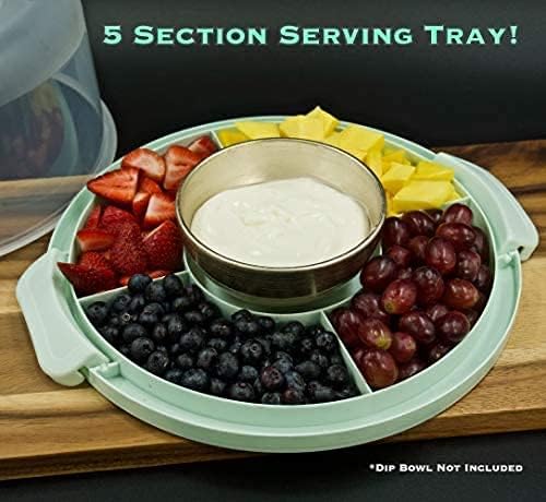 Pie, Cheesecake Carrier for up to 11 in x 3 in cake. Two Sided Fashionable Stand Doubles as Five Section Serving Tray Perfect Taker Caddie for Travel