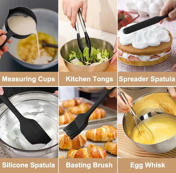 Wildone Mixing Bowls with Airtight Lids, Stainless Steel Nesting Bowls Set