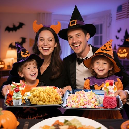 Vesici 4 Pack Halloween Serving Trays 13x10 Inch Witch Ghost Boo Party