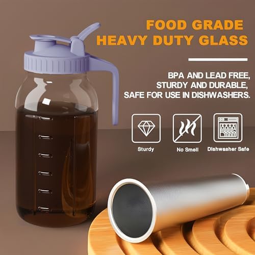 JunVpic Cold Brew Coffee Maker, 64 oz Glass Mason Jar Pitcher