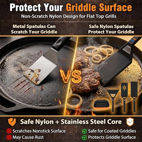 Utheer Reversible Griddle Kit, 16.5 x 10.5 Inch Cast Iron Flat Top