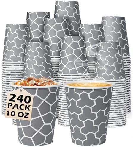 240 Count 10 oz Paper Cups, Versatile Disposable Drinking Cups