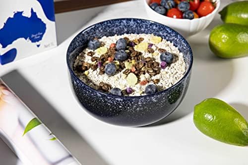 S&Q'S CERAMICS Bowl Set of 4, 36 Ounce Kitchen Bowls for Soup, Large Cereal, Breakfast, Oatmeal, Microwave and Dishwasher Safe, [Set of 4], (Navy Blue)