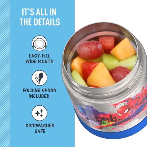 THERMOS FUNTAINER Kids Food Jar with Spoon, 10oz, Spider-Man
