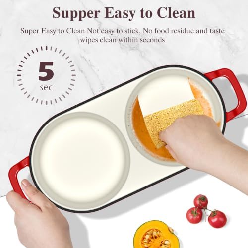 Umite Chef Dutch Oven for Bread Baking–Enamelled Cast Iron Dutch Oven Pot with Lid – 500°F Oven Safe–Double Round Loaf Bread Pan with 5" Banneton Proofing Baskets for Homemade Bread, Meatloaf, Cake