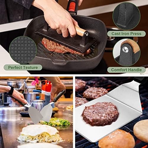 EWFEN 35PCS Griddle Accessories Kit, Flat Top Grill Accessories Set for Blackstone and Camp Chef, Grill Spatula Set with Enlarged Spatulas, Basting Cover, Scraper for Outdoor Barbecue