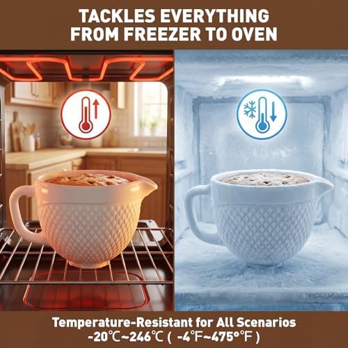COFUN Ceramic Mixer Bowl for KitchenAid 4.5-5 Qt Tilt-Head Stand Mixers