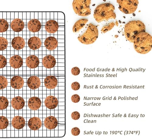 Pleafind 3 PCS Stackable Cooling Rack -16 x 10 Inch Heavy Duty Stainless Steel Baking Racks, Cooling Racks for Cooking and Baking, Ideal for Roasting, and Drying, Oven and Dishwasher Safe