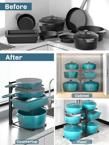 MUDEELA 6-Tier Heavy Duty Pots and Pans Organizer under Cabinet, 13.78" H