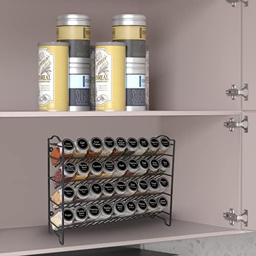 SWOMMOLY Spice Rack Organizer with 36 Spice Jars 4 oz, 396 Spice Labels