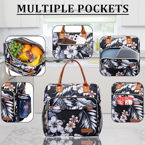 Hibiscus Lunch Box for Women Adult Insulated Lunch Bag Ladies Lunch Tote Bag for Work Loncheras para Mujer de Trabajo