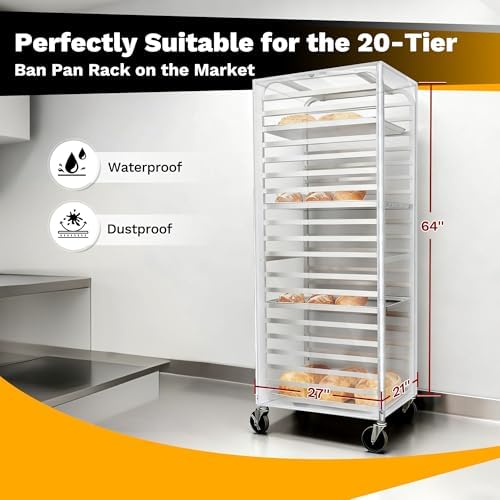 BIEAMA 20 Tier Full Size Bun Rack Cover, Commercial Bakers Racks Cover