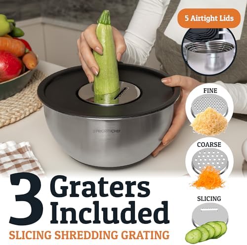 28pc Stainless Steel Mixing Bowls with Lids Set, 1.5-5 Qt, Black