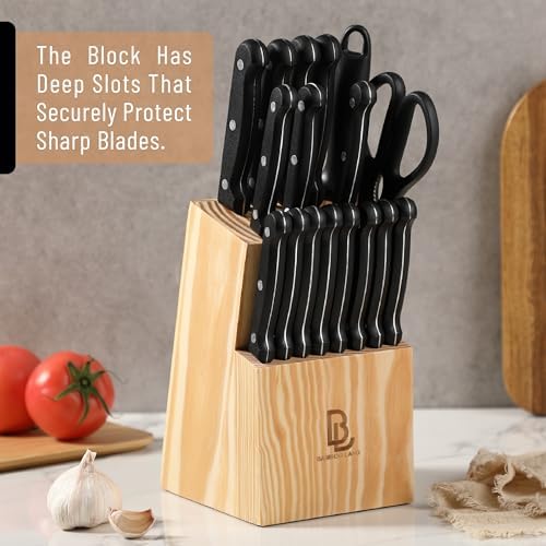 Kitchen Knife Set, 18 pcs, Includes Block & Sharpener