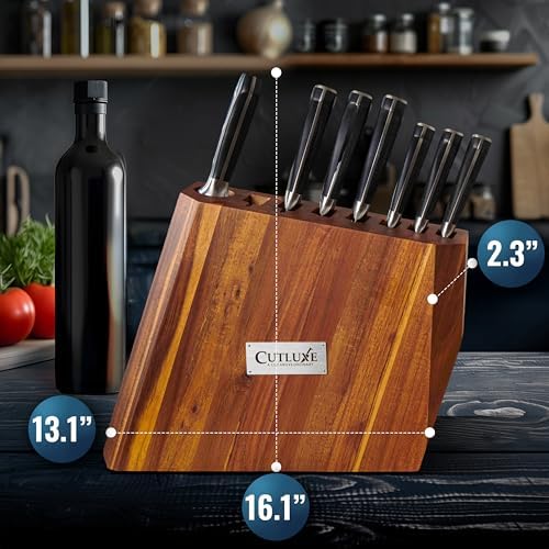 Cutluxe Kitchen Knife Set, 8-Piece Chef Knives with Acacia Wood Block