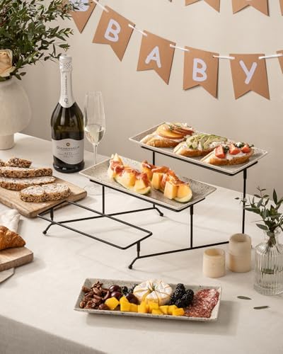 LAUCHUH 3 Tier Serving Tray, Porcelain Serving Platters and Trays for Party