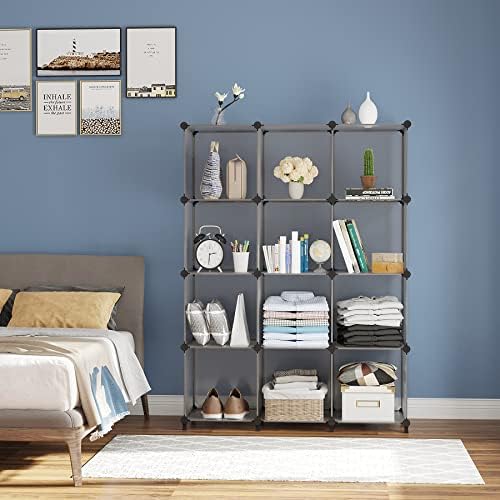 AWTATOS 12 Cube Storage Organizer, Closet Organizer Storage Shelves, Grey
