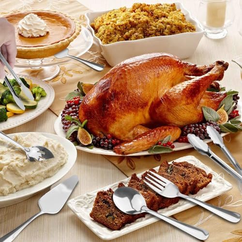 Serving Utensils,XEVOM 6-Piece Stainless Steel Serving Utensil Set Silver