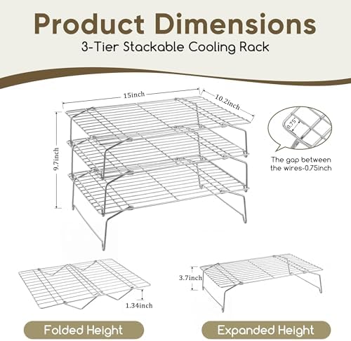 Herogo 3-Tier Collapsible Stainless Steel Cooling Rack, 15" x 10"