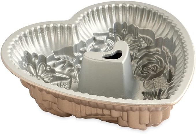 Nordic Ware Wildflower Heart Bundt, 6 Cup, Toffee