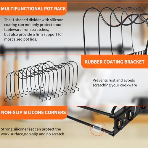 FrutPunch Pots and Pans Organizer,with 10 Adjustable Partitions