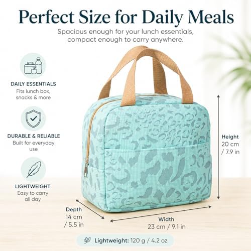 Blue Insulated Lunch Bag For Women, Small Lunch Box Tote