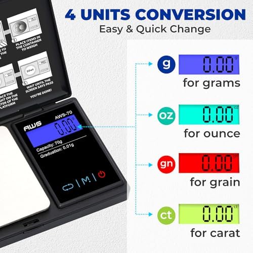 AMERICAN WEIGH SCALES Series Digital Pocket Weight Scale 70g x 0.01g, (Black), American WEIGH SCALES-70-BLK