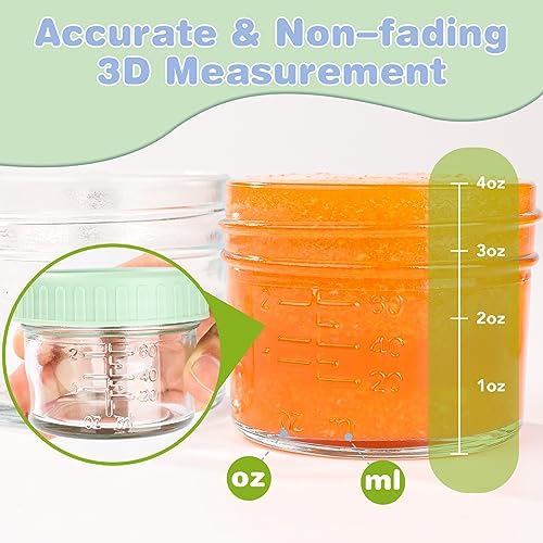 RowinsyDD 40 Pack Baby Food Containers, 4 oz Glass Baby Food Jars with Lids
