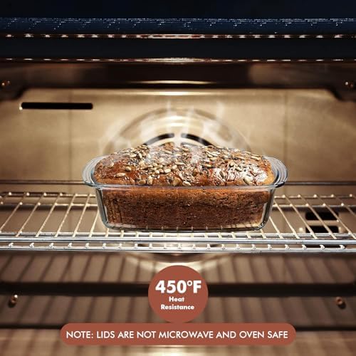 Razab 7.6 Cups / 1800 Ml / 1.9 Qt Large Glass Loaf Pan with Lids for Baking