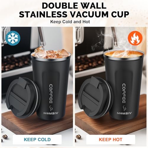 MOMSIV 17oz Travel Coffee Mug, Insulated Coffee Cup with Leakproof Lid