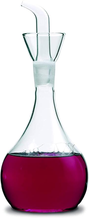 HAIZEEN 13ounce/ 380 ml Clear Glass Olive Oil Dispenser Bottle - Oil & Vinegar Cruet with Pourers and NO Funnel Needed - Olive Oil Carafe Decanter for Kitchen and BBQ
