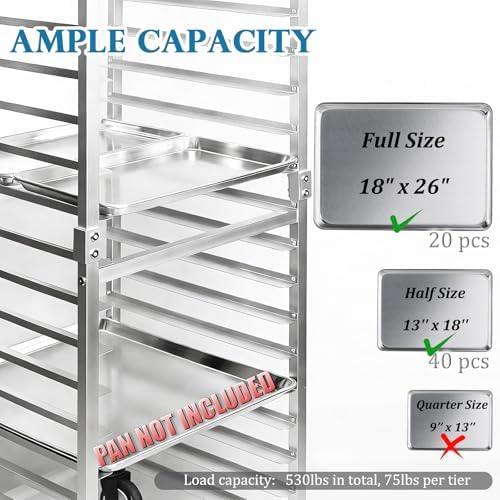 lopeztek Commercial 20-Tier Half & Full Sheet Pan Rack with Wheels