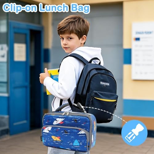 FlowFly Kids Lunch box Insulated Soft Bag Mini Cooler Back to School Thermal Meal Tote Kit for Girls, Boys, Colorful-Shark