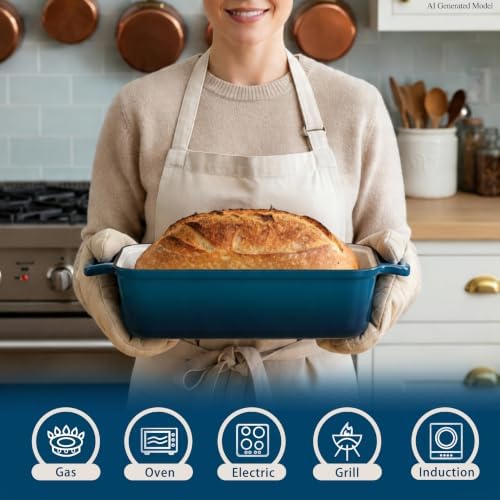 11x5 Inch Cast Iron Loaf Pan with Lid, Sourdough Bread Baking