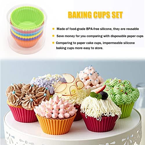 24 Pack Silicone Baking Cups, Reusable Cupcake Liners Molds, Multicolor