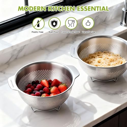 Greentainer Stainless Steel Colander with Handle (3.5QT)