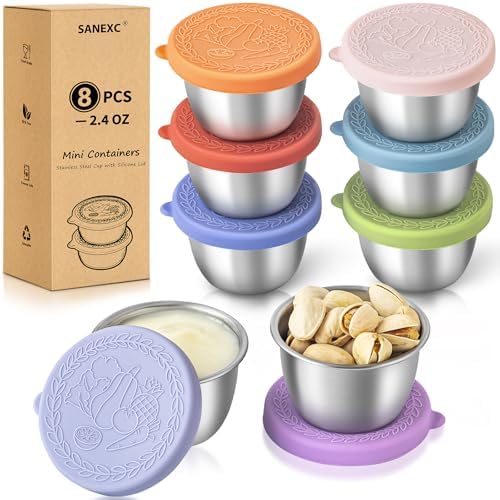 8 Pack - 2.4 Oz Small Salad Dressing Containers To Go, Sauce Cups with Lids