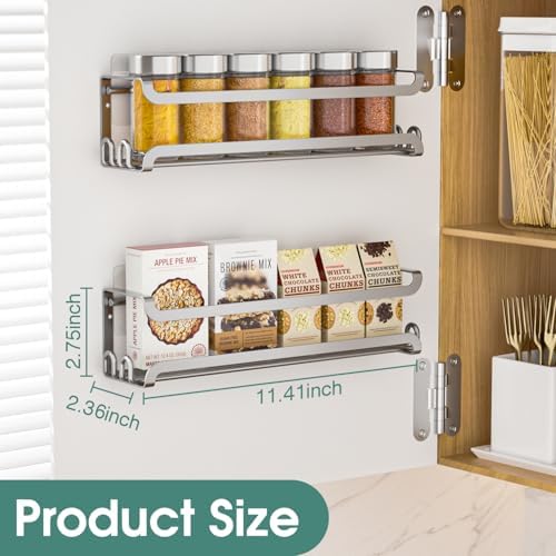 LUCYCAZ 4 Pack Wall Mounted Spice Rack for Kitchen Cabinet,RV,Camper,Sliver