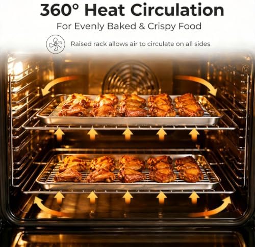 Onader 9x13IN Stainless Steel Quarter Cookie Sheet Pan with Wire Rack Set