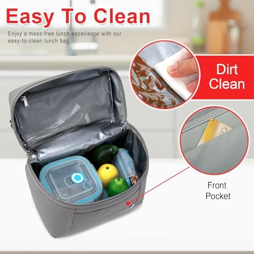 NOL 8L Insulated Lunch Bag for Women, Cool gray, Medium(normal))