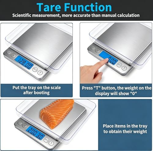 Digital Gram Scale 1000g/0.01g, Scale for Food Ounces and Grams, Upgrade USB Charging Kitchen Scale Digital Weight for Cooking, Baking, Tare Function, 9 Units, 2 Tray