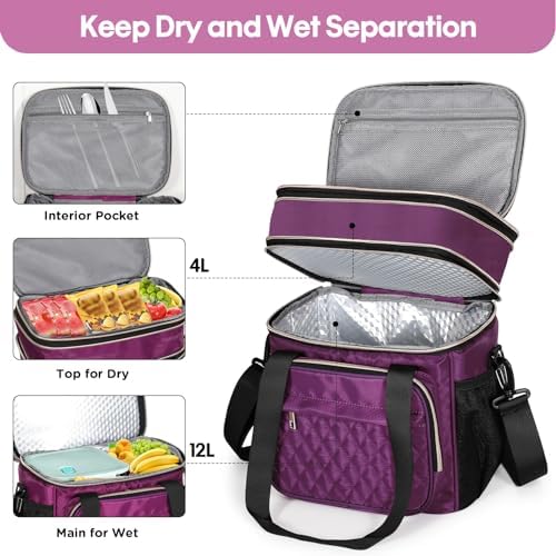 GLENKEY Expandable Lunch Box Insulated Leakproof Cooler Bag Work Outdoor