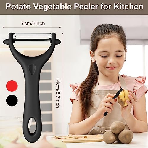 AUAUY 2Pcs Potato Peeler, Y-Shaped Swivel Vegetable Peeler, Black+Red
