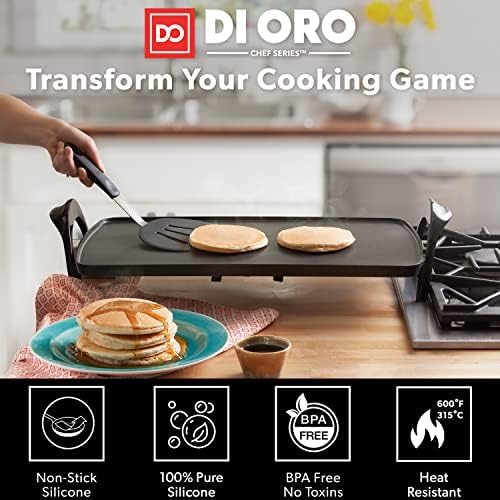 DI ORO Chef Series Silicone Turner Spatula Set - 600F Heat Resistant, 3-Pc
