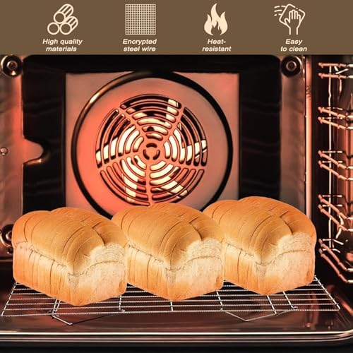 Pleafind Stackable Cooling Rack Set - 3 Pieces 16 x 10 Inch Stainless Steel Roasting Rack, Heavy Duty Cooling Racks for Cooking and Baking, Oven and Dishwasher Safe Bacon Rack, Black